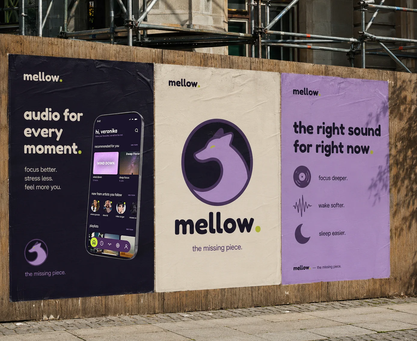 Mellow brand: three-poster triptych