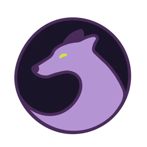 Mellow mascot: lavender dog on cream