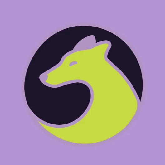 Mellow mascot: lime dog on lavender