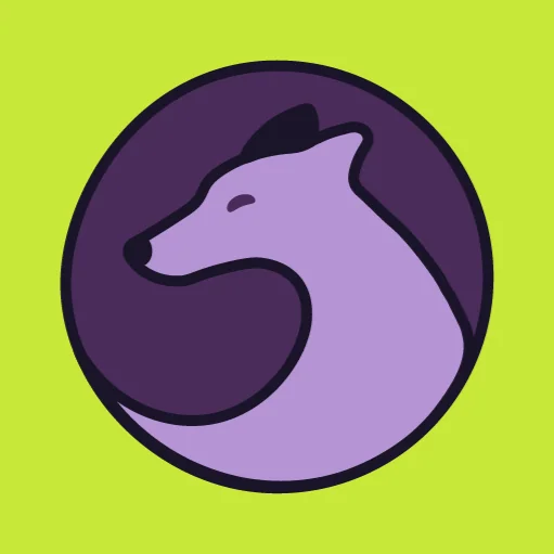 Mellow mascot: lavender dog on lime